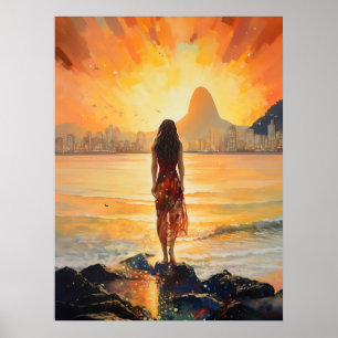 Póster Chica del atardecer, Río de Janeiro, Mujer, Románt