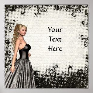 Póster Chica del baile de fin de curso en un vestido