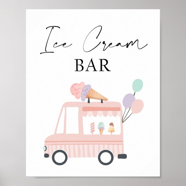 Póster Chica del bar helado Cumpleaños Camión rosa dulce (Frente)