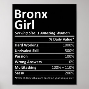 Póster Chica del Bronx Ny Nueva York Ciudad Divertida Hog