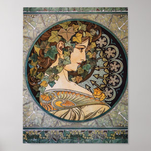 Póster Chica del cabello de hiedra Pintura de Alphonse Mu