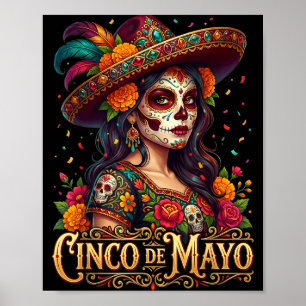 Póster chica del cinco de mayo fiesta mexicana 5 de mayo