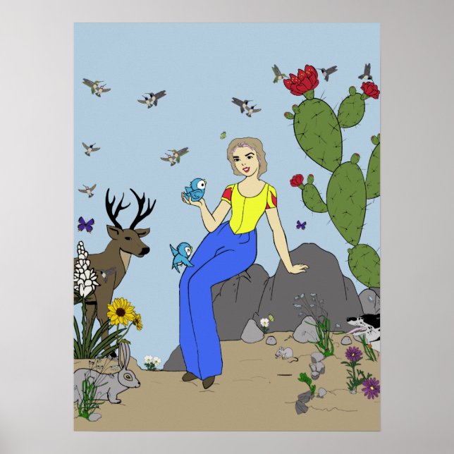 Póster Chica del desierto y poster de animales (Frente)