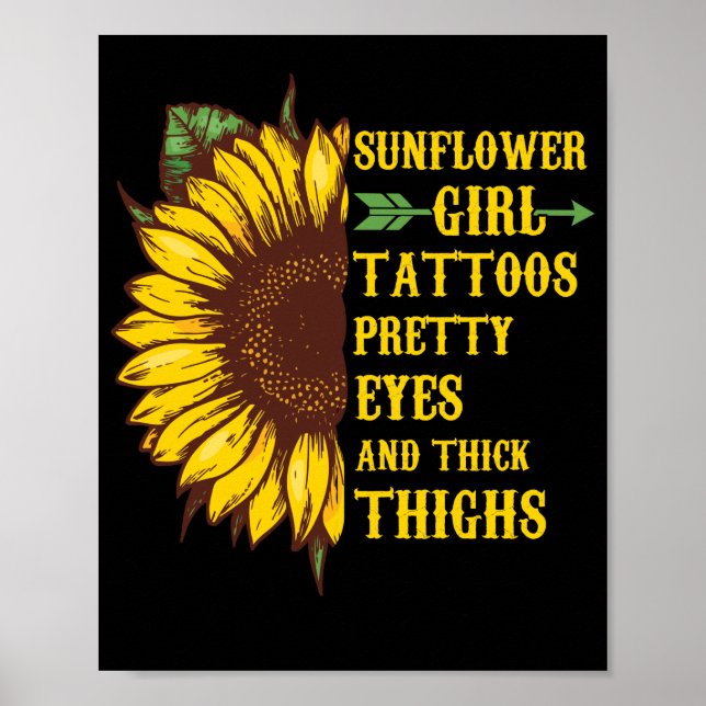 Póster Chica del girasol Tattoos Bonitos Ojos Gruesos (Frente)