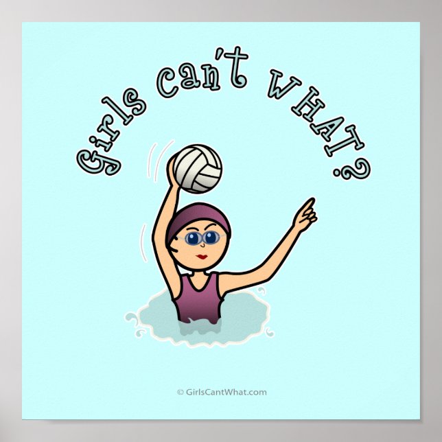 Póster Chica del jugador de waterpolo ligero (Frente)