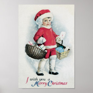 Póster Chica del navidad del vintage