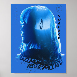 Póster Chica del océano submarino azul surrealista doble