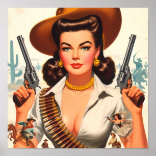 Póster Chica del Oeste Vintage