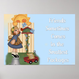 Póster Chica del país alimentando aves - Cita de amistad