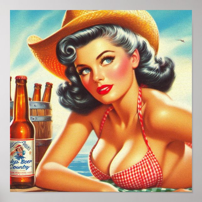 Póster Chica del país de la cerveza Retro (Frente)