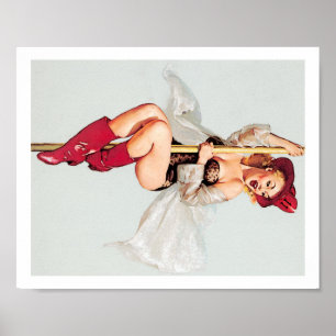 Póster Chica del perno-para arriba del polo del bombero