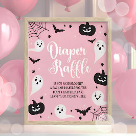 Póster Chica del Rótulo Raffle de Baby Shower de Hallowee