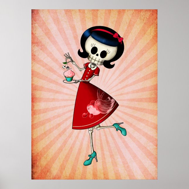 Póster Chica del Skeleton dulce y escarpado (Frente)
