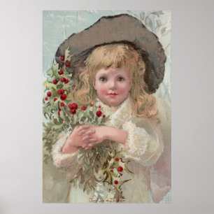 Póster Chica del Victorian con el poster del acebo