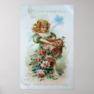 Póster Chica del Victorian con los rosas