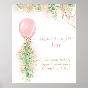 Póster Chica Desayuno de bebé Eucalipto Globo Momosa Bar