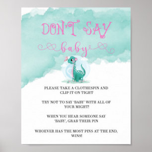 Póster Chica Dinosaurio Peony Rosa no dice que el bebé in