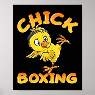 Póster Chica divertida de kickboxing lucha linda kick box