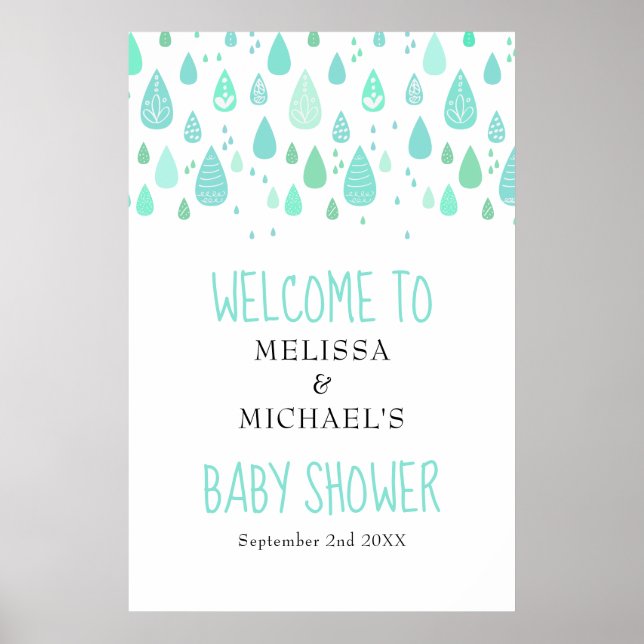 Póster Chica Ducha de Bebé / Bienvenida a la Lluvia de Du (Frente)