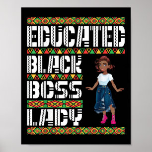 Póster Chica educada jefa negra dama África norteamerican