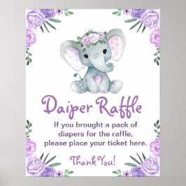 Póster Chica Elephant Diaper Raffle Baby Shower Game Rótu