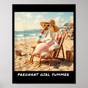 Póster Chica embarazada verano ganso playa