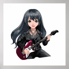 Póster Chica emo con pelo negro largo