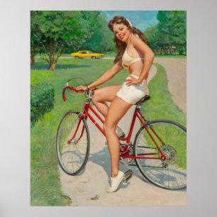 Póster Chica en bicis