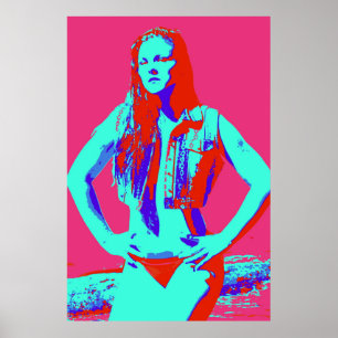 Póster chica en bikini rojo segura de sí misma cartel