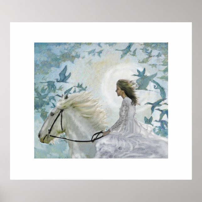 Póster chica en caballo blanco (Frente)
