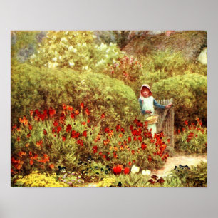 Póster Chica en el feroz Jardín Victoriano