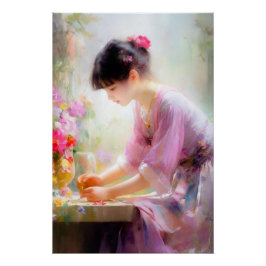 Póster Chica en el Jardín de las Flores