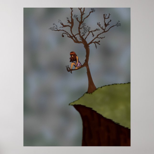 Póster Chica en el Poster de árbol (Frente)