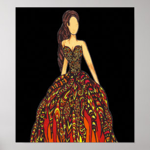 Póster Chica en el vestido del fuego
