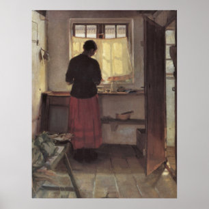 Póster Chica en la cocina de Anna Ancher