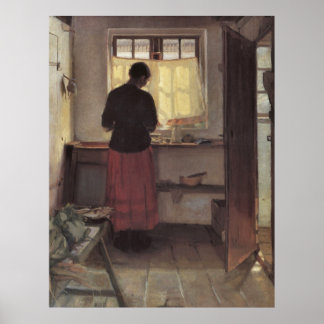 Póster Chica en la cocina de Anna Ancher