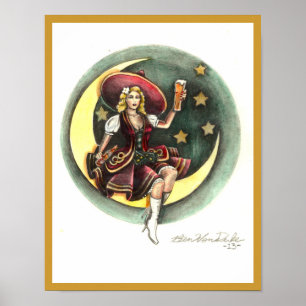 Póster chica en la luna