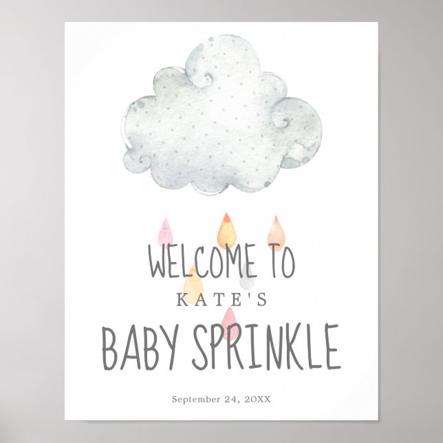Póster Chica en la nube de lluvia Poster de bienvenida co (Frente)