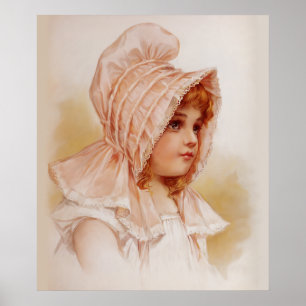 Póster Chica en Pink Bonnet