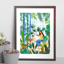 Chica en poster de ilustracion de lectura de inver