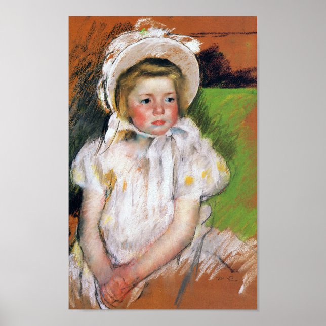 Póster Chica en un bonnet blanco, Mary Cassatt (Frente)