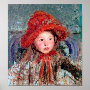Póster Chica en un gran Gorra rojo, Mary Cassatt