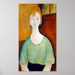 Póster Chica en una casa verde, Modigliani