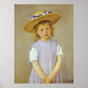 Póster Chica en una Gorra de paja, Mary Cassatt