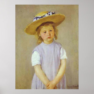 Póster Chica en una Gorra de paja, Mary Cassatt