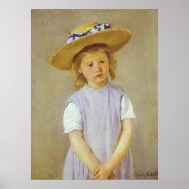 Póster Chica en una Gorra de paja, Mary Cassatt (Frente)