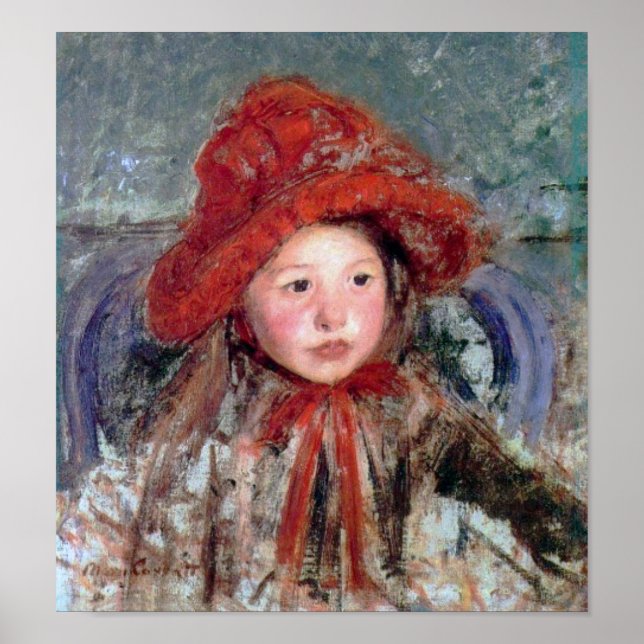 Póster Chica en una gran Gorra roja, Mary Cassatt (Frente)