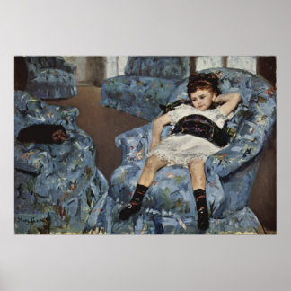 Póster Chica en una silla azul, Mary Cassatt