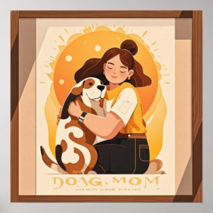 Póster Chica encantador y abrazo de perros