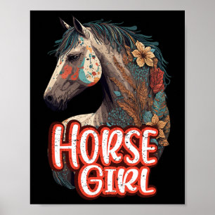 Póster Chica equino retrato ecuestre caballo occidental R